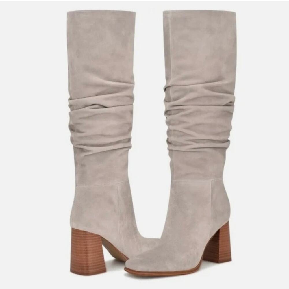 Nine West Domaey Grey Suede Knee High Boots - Size 6M